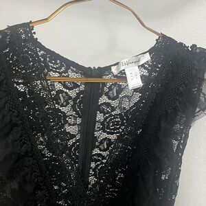 R&M Richards Black Lace V-Neck Dress